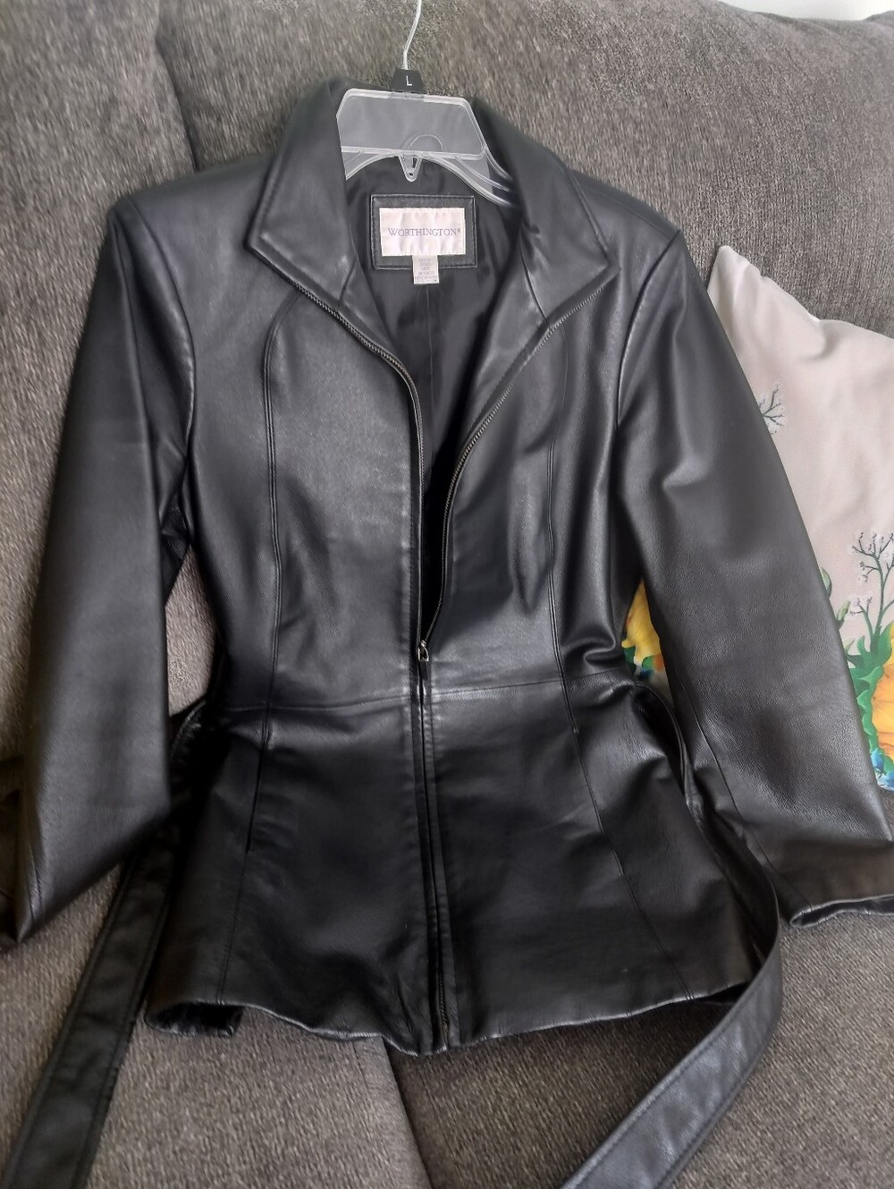 Worthington Black Faux Leather Zip-Front Jacket